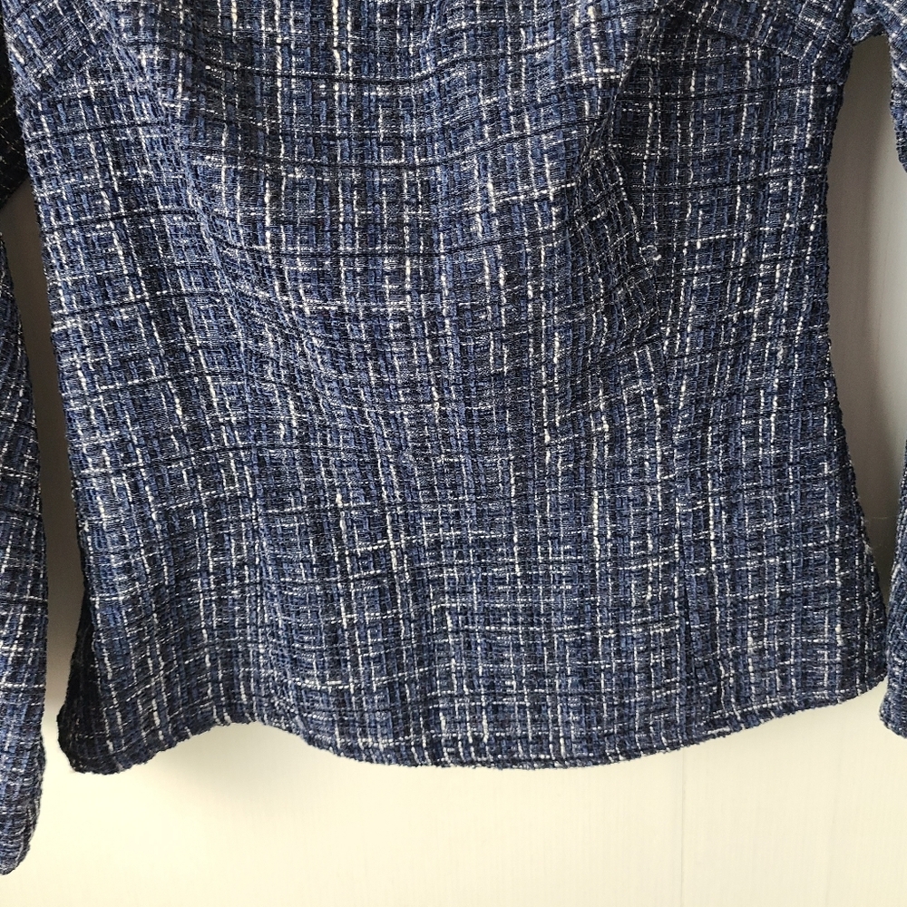 Zara Navy Blue Tweed Off The Shoulder Top - Picture 6 of 10